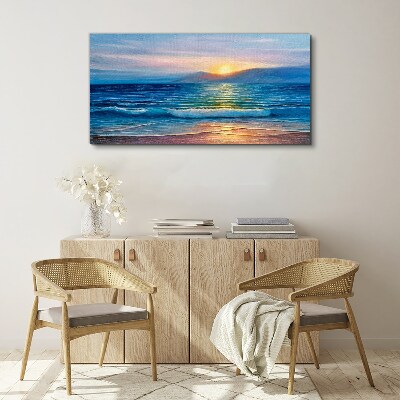 Sunset over the calm sea Print on canvas