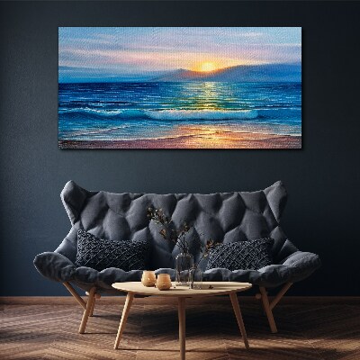 Sunset over the calm sea Print on canvas