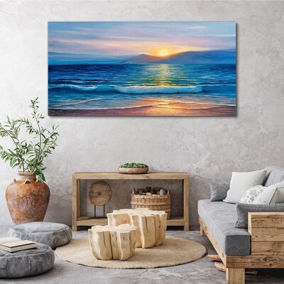 Sunset over the calm sea Print on canvas