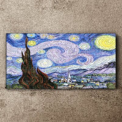 Starry night over the town Print on canvas