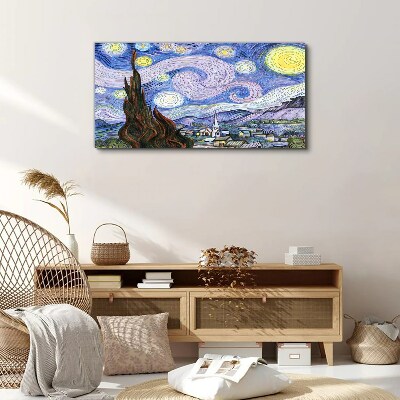 Starry night over the town Print on canvas