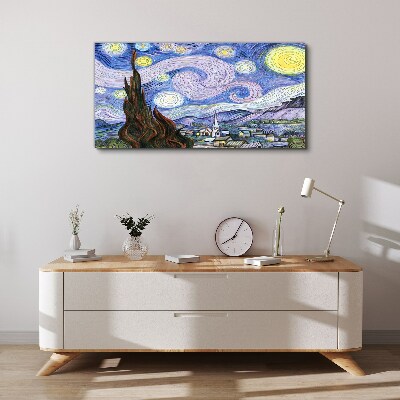 Starry night over the town Print on canvas