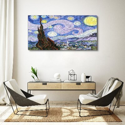 Starry night over the town Print on canvas