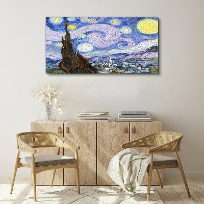 Starry night over the town Print on canvas