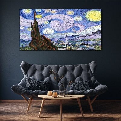 Starry night over the town Print on canvas