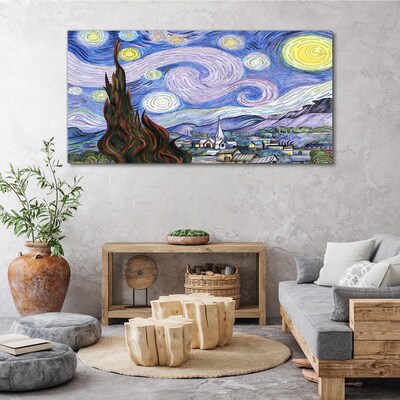 Starry night over the town Print on canvas