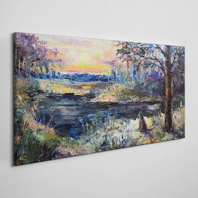 Sunset over the lake Print on canvas