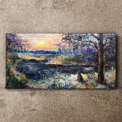 Sunset over the lake Print on canvas