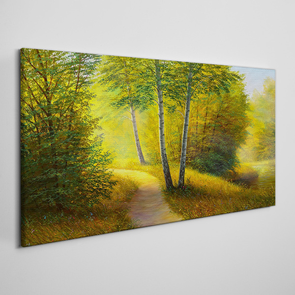Golden forest in the sunlight Canvas wall art
