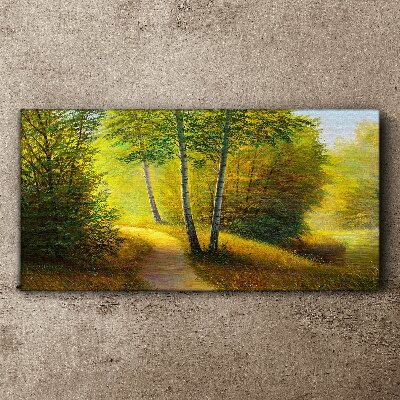 Golden forest in the sunlight Canvas wall art