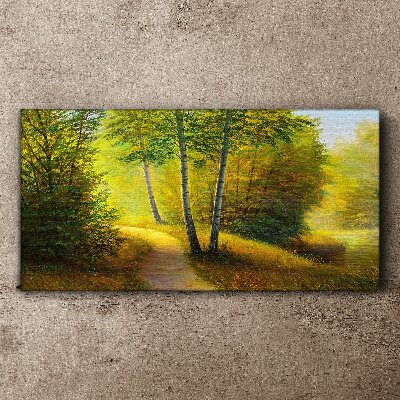 Painting tree forest path Canvas print