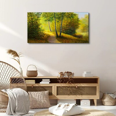 Golden forest in the sunlight Canvas wall art