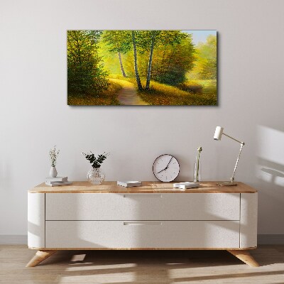 Golden forest in the sunlight Canvas wall art