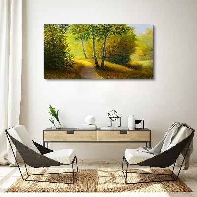 Golden forest in the sunlight Canvas wall art