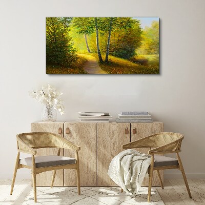 Golden forest in the sunlight Canvas wall art