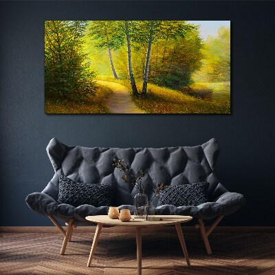 Golden forest in the sunlight Canvas wall art