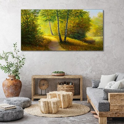 Golden forest in the sunlight Canvas wall art