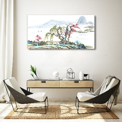 Abstraction trees mountains Canvas Wall art