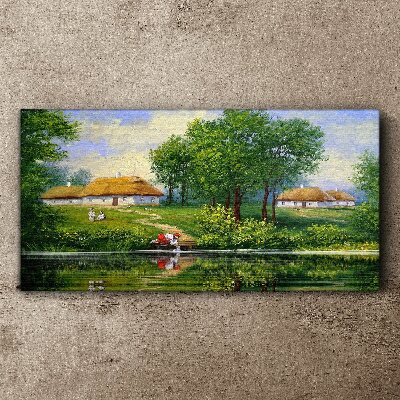 Peaceful rural landscape by the water Canvas wall art