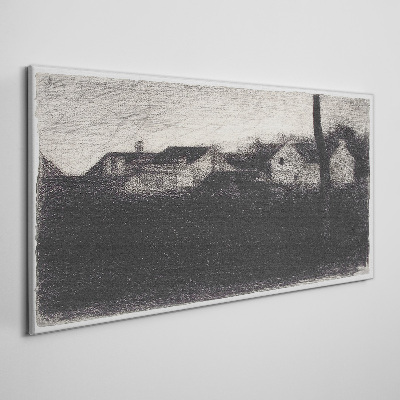 Georges seurat landscape houses Canvas print