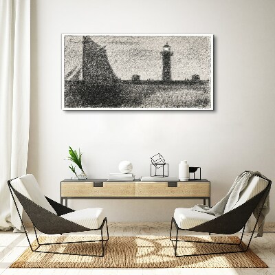 Lighthouse in a monochromatic setting Canvas wall art
