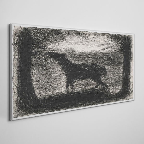 Shadow of a horse in the forest Canvas wall art
