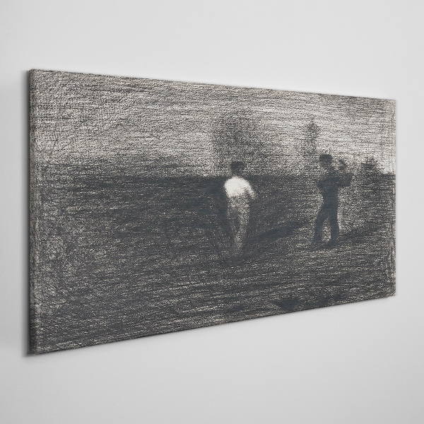 Misty figures against the landscape background Canvas wall art