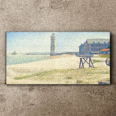 A lighthouse on the seashore Canvas wall art