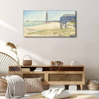 A lighthouse on the seashore Canvas wall art