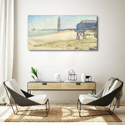 A lighthouse on the seashore Canvas wall art