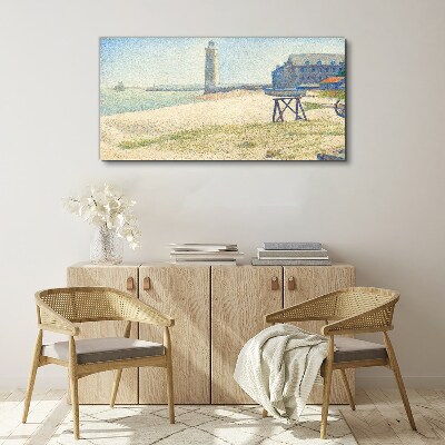 A lighthouse on the seashore Canvas wall art