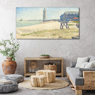 A lighthouse on the seashore Canvas wall art