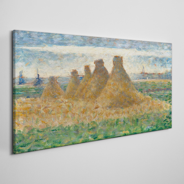 Golden haystacks Canvas wall art