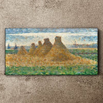 Golden haystacks Canvas wall art