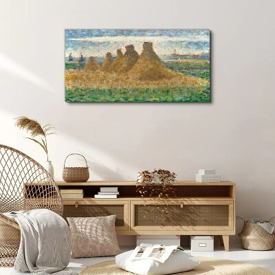 Golden haystacks Canvas wall art
