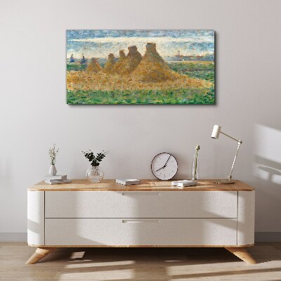 Golden haystacks Canvas wall art