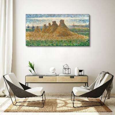 Golden haystacks Canvas wall art