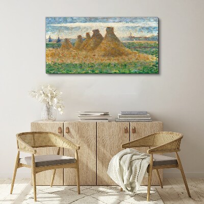 Golden haystacks Canvas wall art