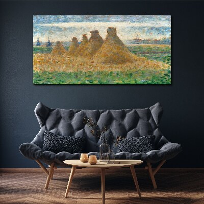 Golden haystacks Canvas wall art
