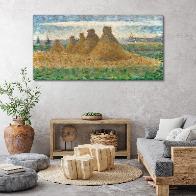 Golden haystacks Canvas wall art