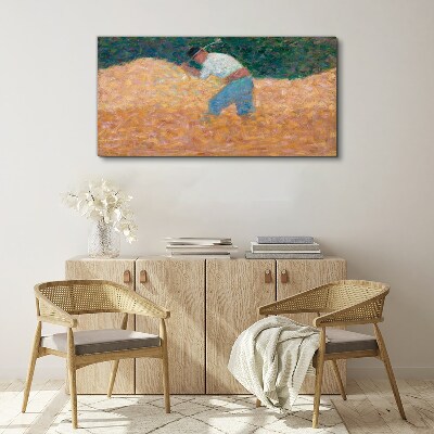 Farmer working in the field Print on canvas