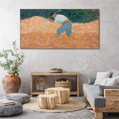 Farmer working in the field Print on canvas