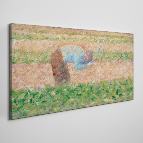 Farmer working in the field Canvas wall art