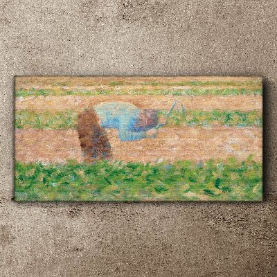 Man with a hoe seurat Canvas print