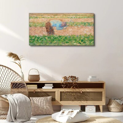Farmer working in the field Canvas wall art