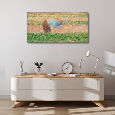 Farmer working in the field Canvas wall art