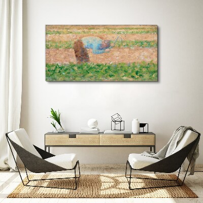 Man with a hoe seurat Canvas print