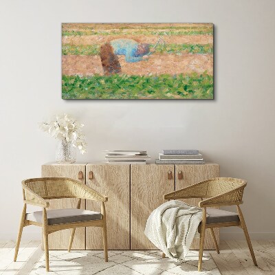 Farmer working in the field Canvas wall art