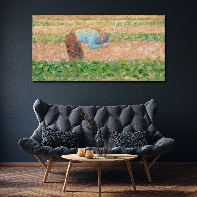 Farmer working in the field Canvas wall art