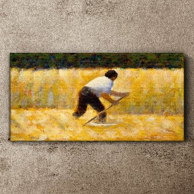Worker in a grain field Print on canvas